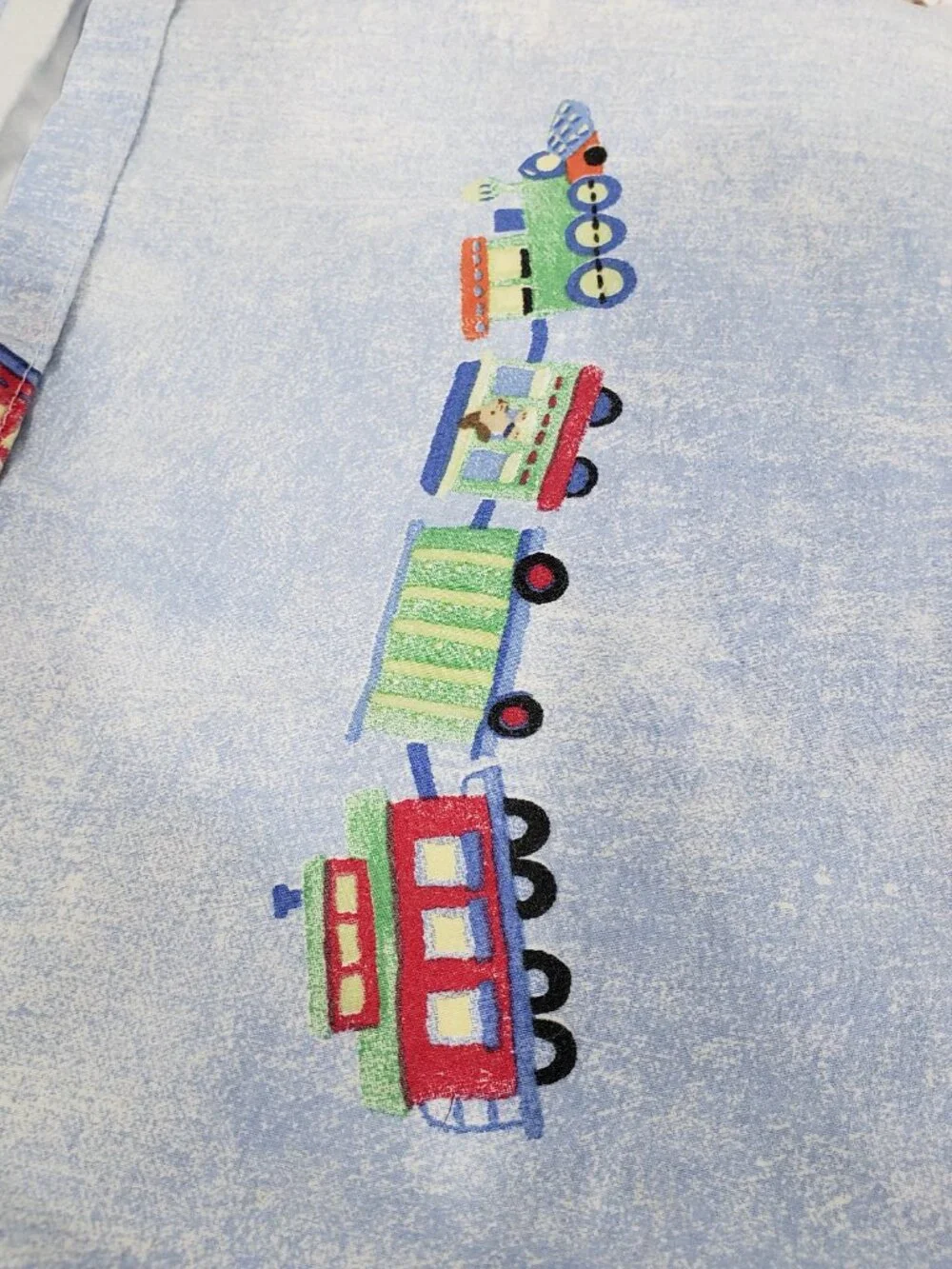 Pottery Barn Twin Flat Sheet Blue with Trains